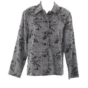 Sarah Bentley $43 Sz S Charcoal Black Button Up Poly Rayon Unlined Jacket